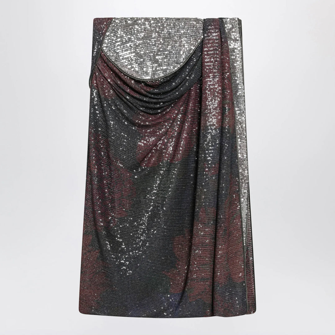 Maison Margiela - Printed draped sequin maxi skirt in blue and burgundy Brand Skirts 40  IT
