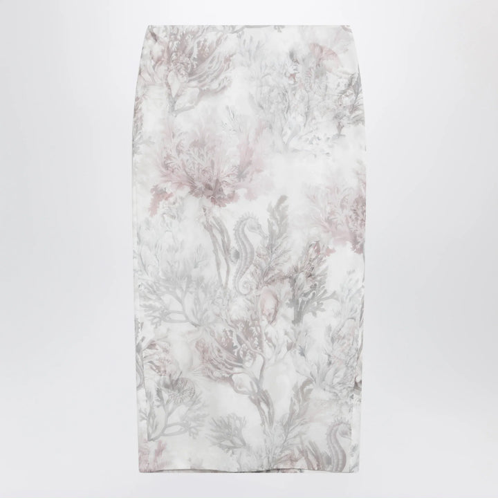 Max Mara - Pencil skirt in printed gabardine and organza Brand Skirts 42  IT