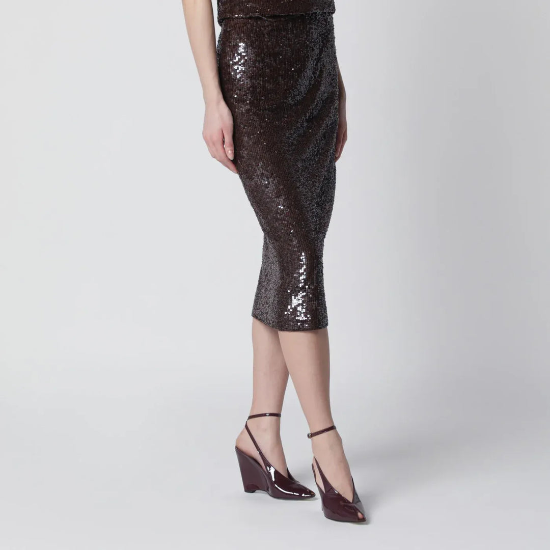 P.A.R.O.S.H. - Brown sequin pencil skirt Brand Skirts