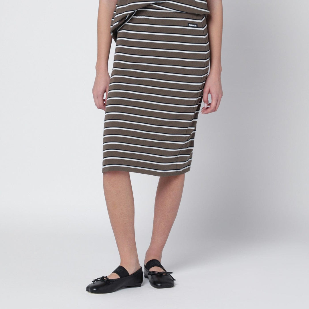 Skirts ROTATE Birger Christensen - Brown striped cotton-jersey pencil skirt Brand