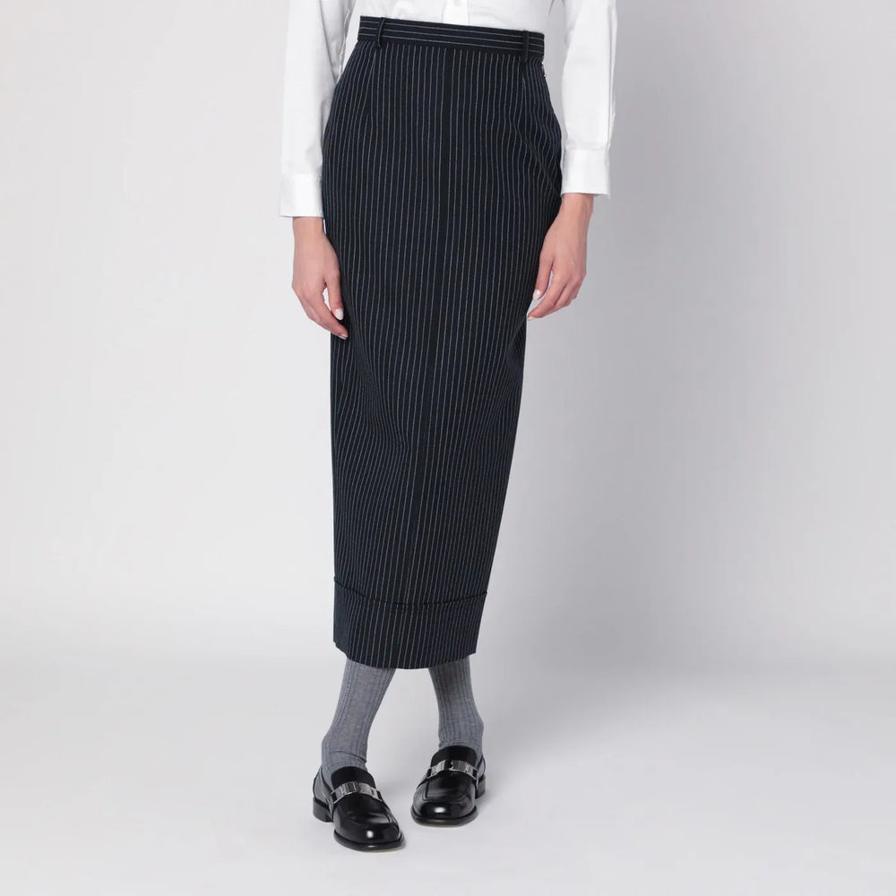 Thom Browne - Navy blue pinstriped pencil skirt Brand Skirts 42  IT