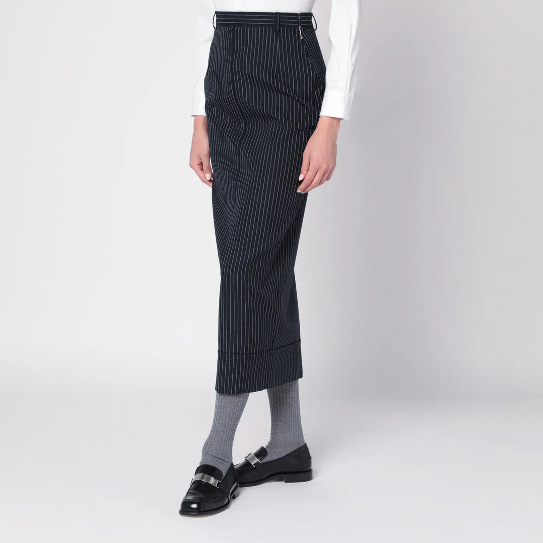 Thom Browne - Navy blue pinstriped pencil skirt Brand Skirts 42  IT