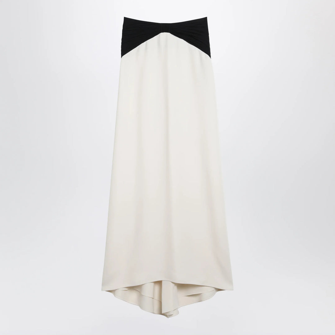Valentino - Long silk skirt in Vanilla/Black Brand Skirts 42  IT