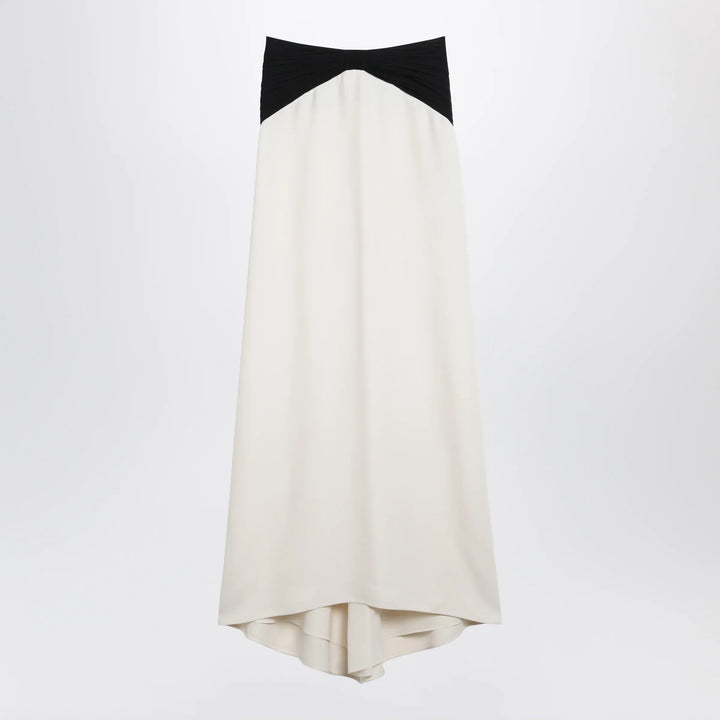 Valentino - Long silk skirt in Vanilla/Black Brand Skirts 42  IT