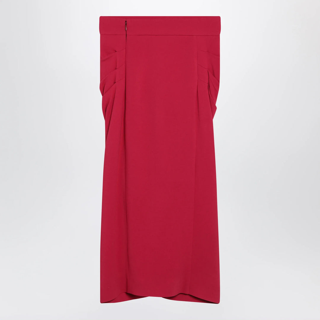 Valentino - Red midi skirt with ruched detail Brand Skirts