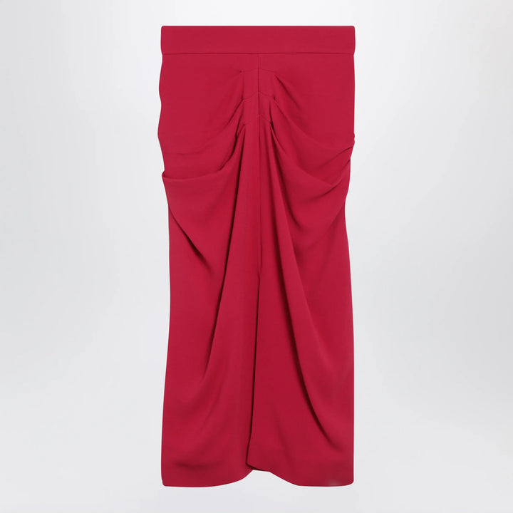 Valentino - Red midi skirt with ruched detail Brand Skirts 40  IT