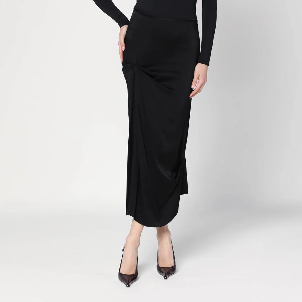 Victoria Beckham - Black midi skirt with draping Brand Skirts 8 UK
