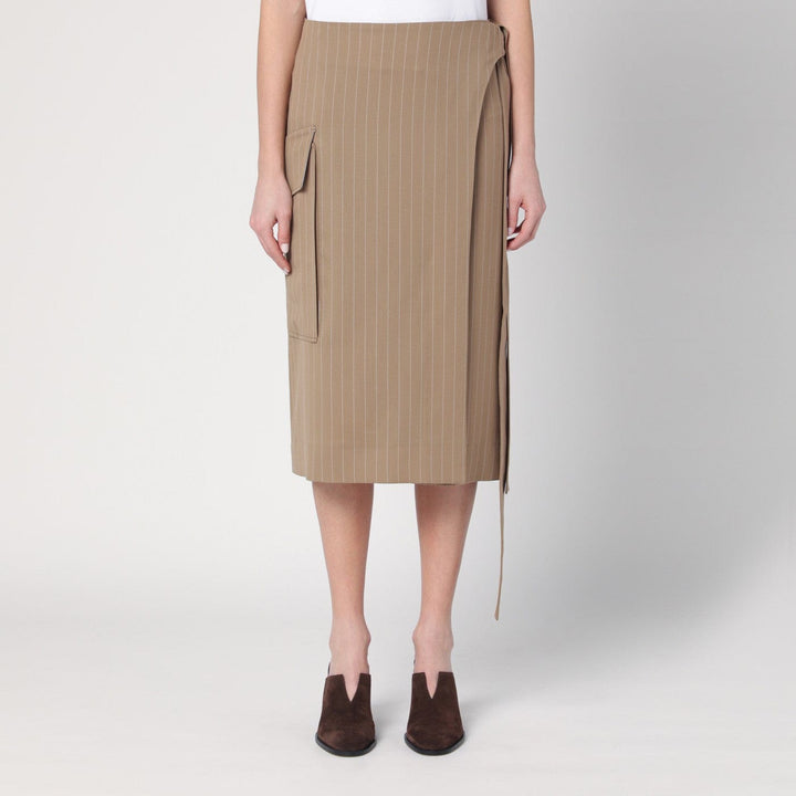 Skirts 8 UK Victoria Beckham - Sand-coloured pinstriped wrap skirt Brand