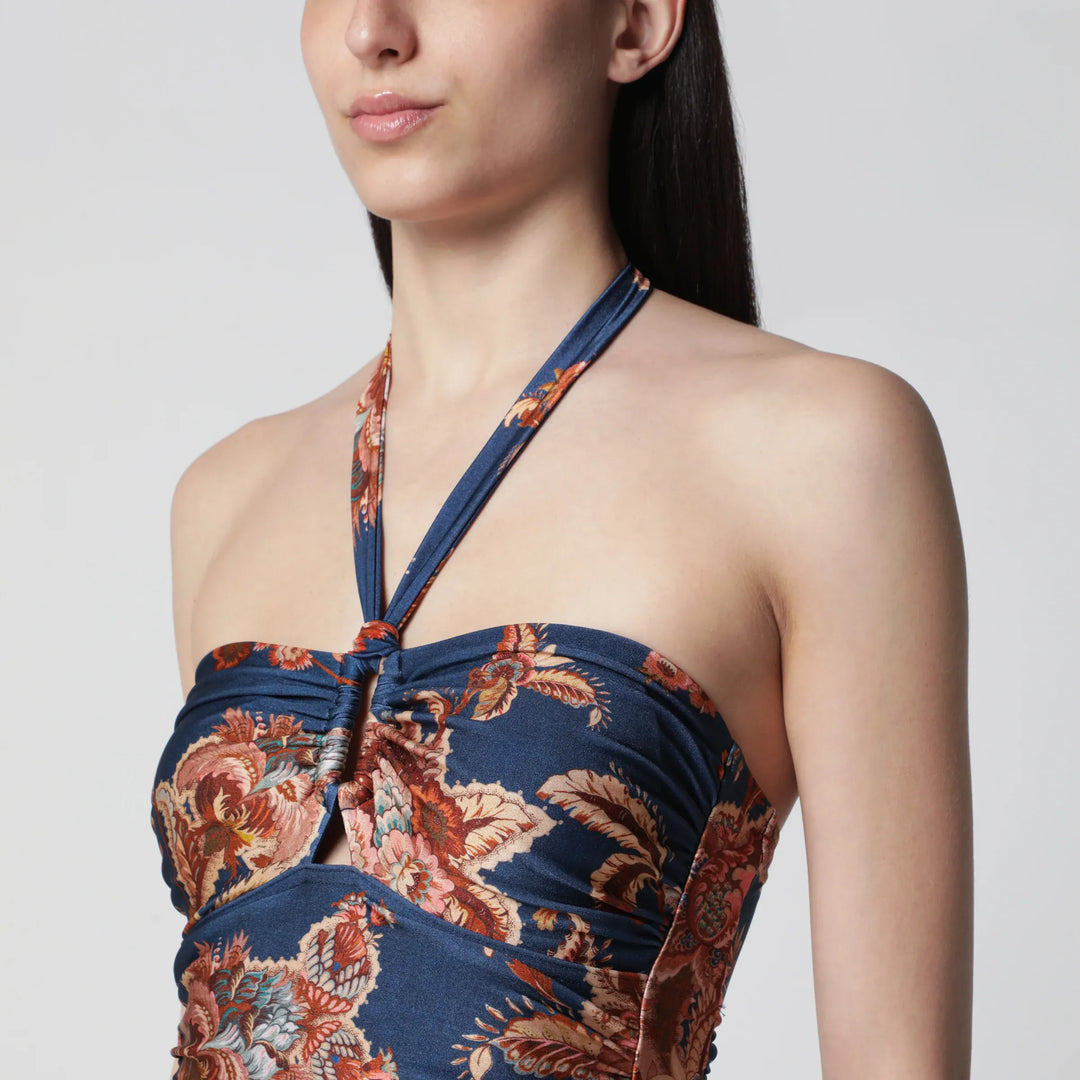 ZIMMERMANN - Aster Navy Jacobean one-piece swimsuit Brand Swimsuit