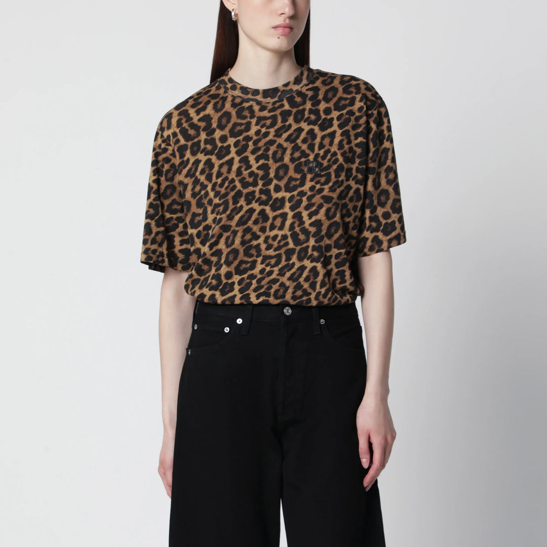 ANINE BING - Avi leopard print cotton T-shirt Brand T-Shirt XS
