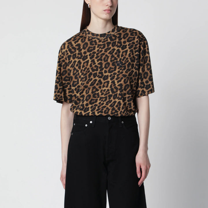 ANINE BING - Avi leopard print cotton T-shirt Brand T-Shirt XS