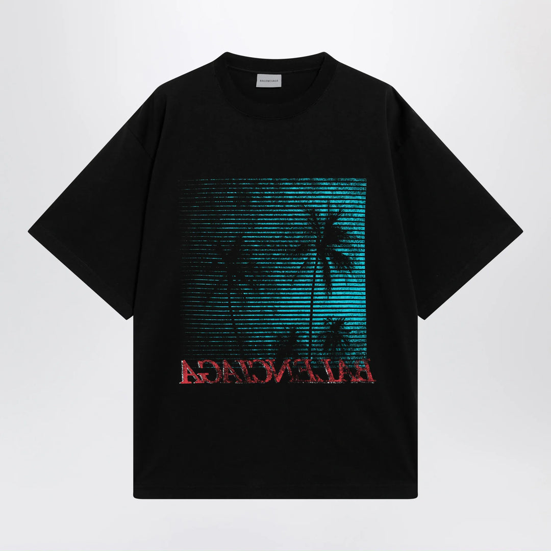 Balenciaga - Holiday graphic print cotton T-shirt in black Brand T-Shirt