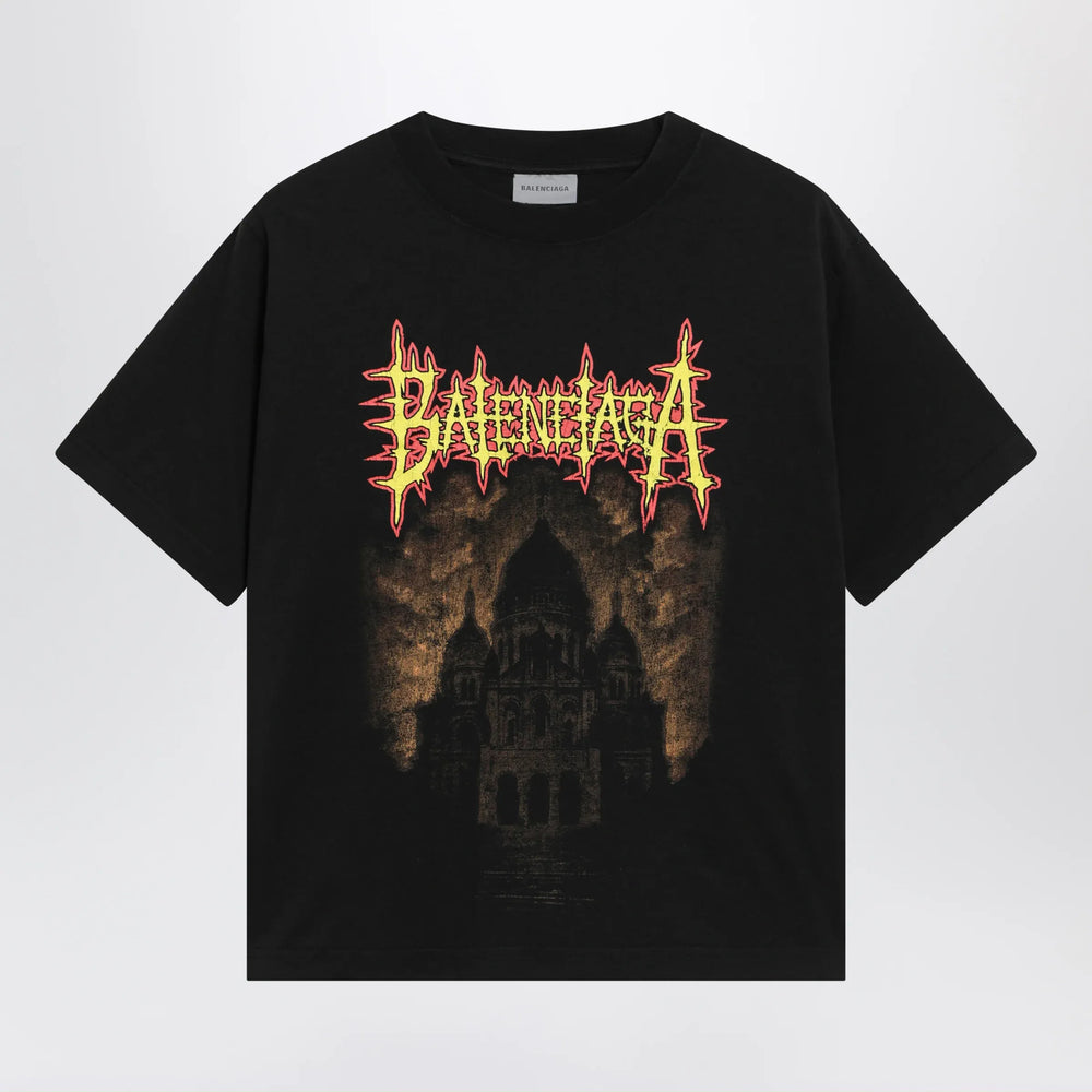 Balenciaga - Sacré Cœur print medium-fit cotton T-shirt in black Brand T-Shirt S