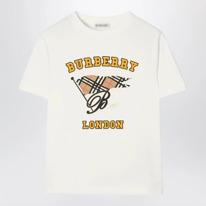 Burberry - Ivory T-shirt with logo print Brand T-Shirt 4Y