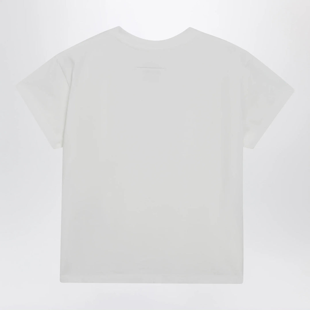 MM6 Maison Margiela - Off-white cotton jersey T-shirt with numeric embroidery Brand T-Shirt