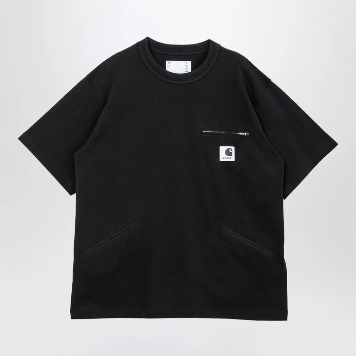 Sacai x Carhartt WIP - Black cotton T-shirt with logo patch Brand T-Shirt
