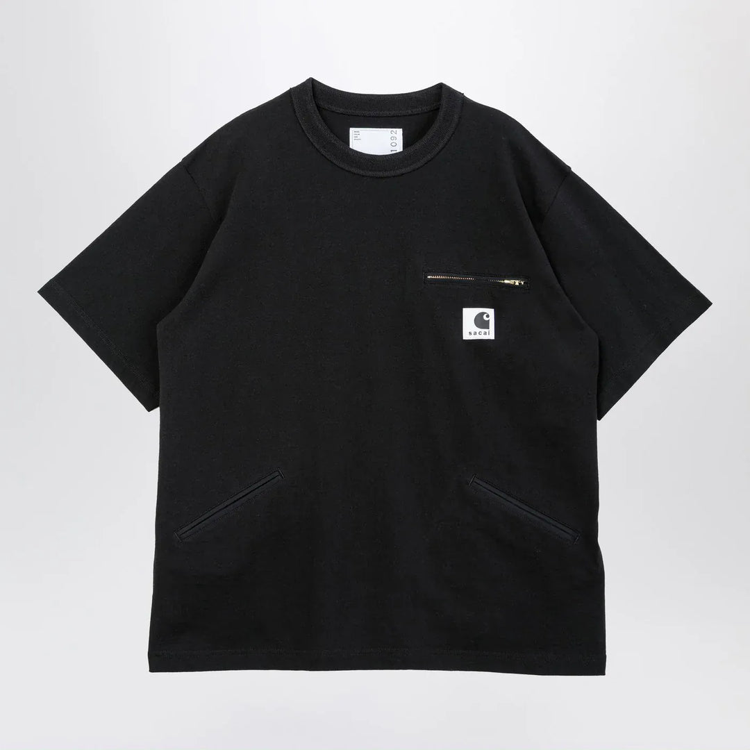 Sacai x Carhartt WIP - Black cotton T-shirt with logo patch Brand T-Shirt