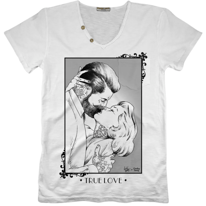 Vintabros T-shirt M / White Vintabros True Love Men V-neck T-shirt Brand