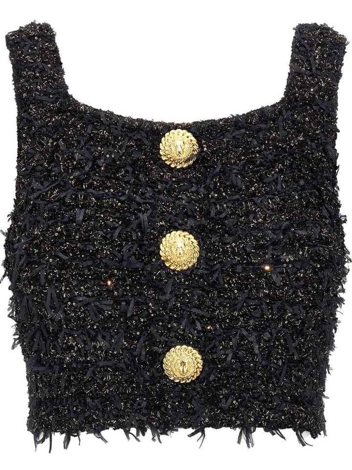 Balmain Topwear Balmain Top Black Balmain Top Black Brand