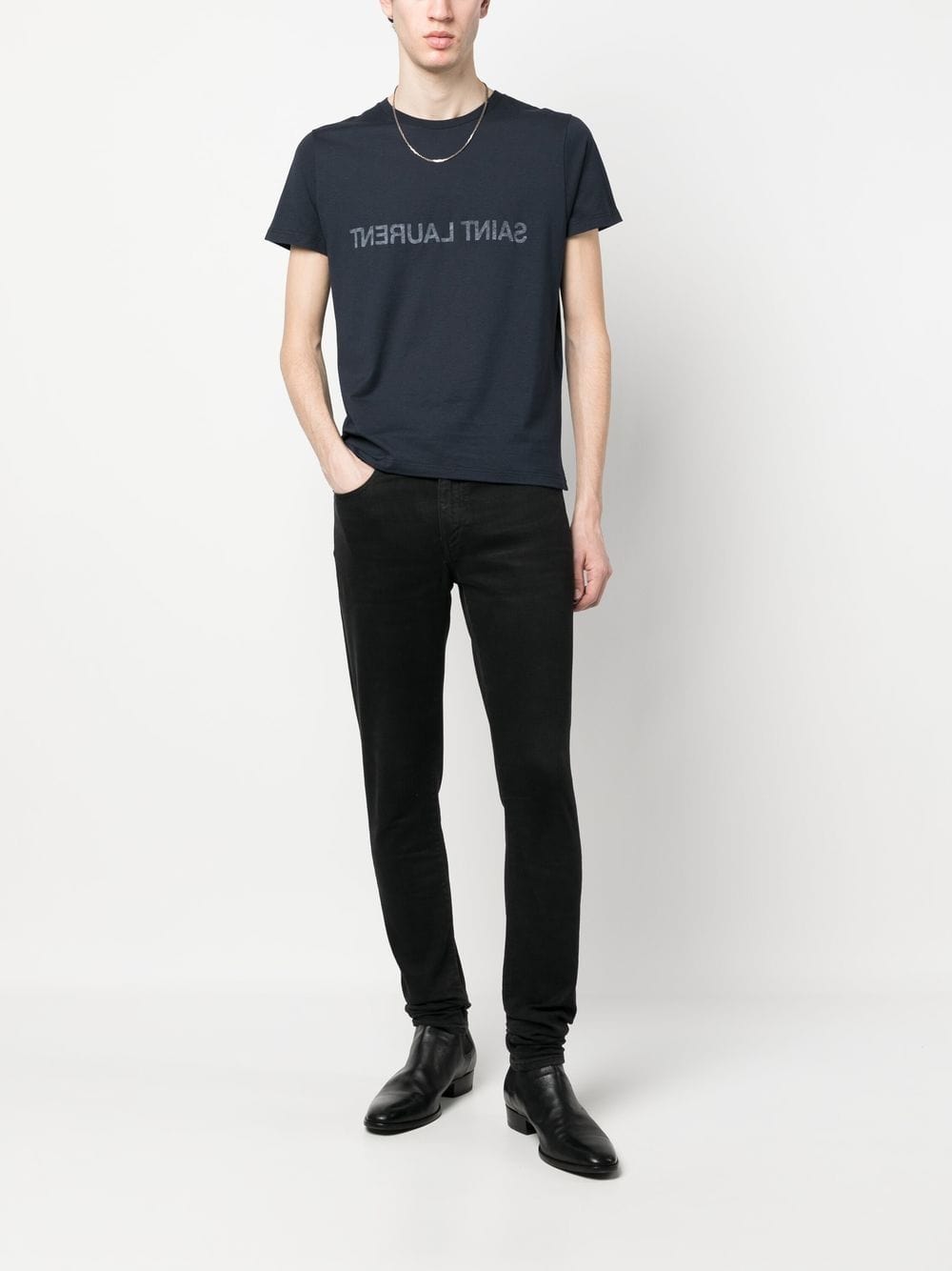 Saint Laurent Topwear L Saint Laurent Reverse logo-print cotton T-shirt Saint Laurent Reverse logo-print cotton T-shirt Brand