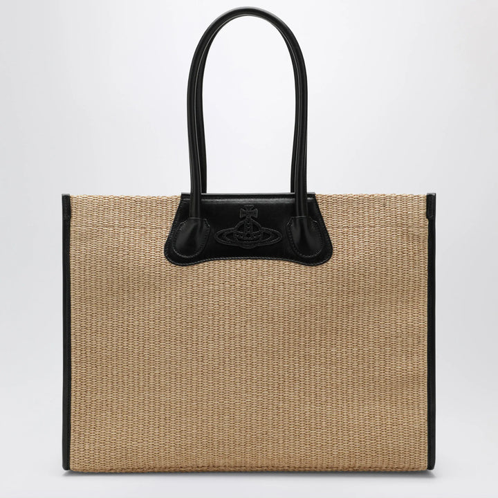 Vivienne Westwood - Troy tote bag in raffia-effect fabric, natural Brand Tote Bag U