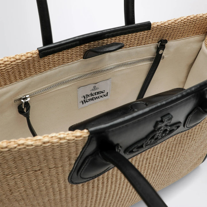 Vivienne Westwood - Troy tote bag in raffia-effect fabric, natural Brand Tote Bag U