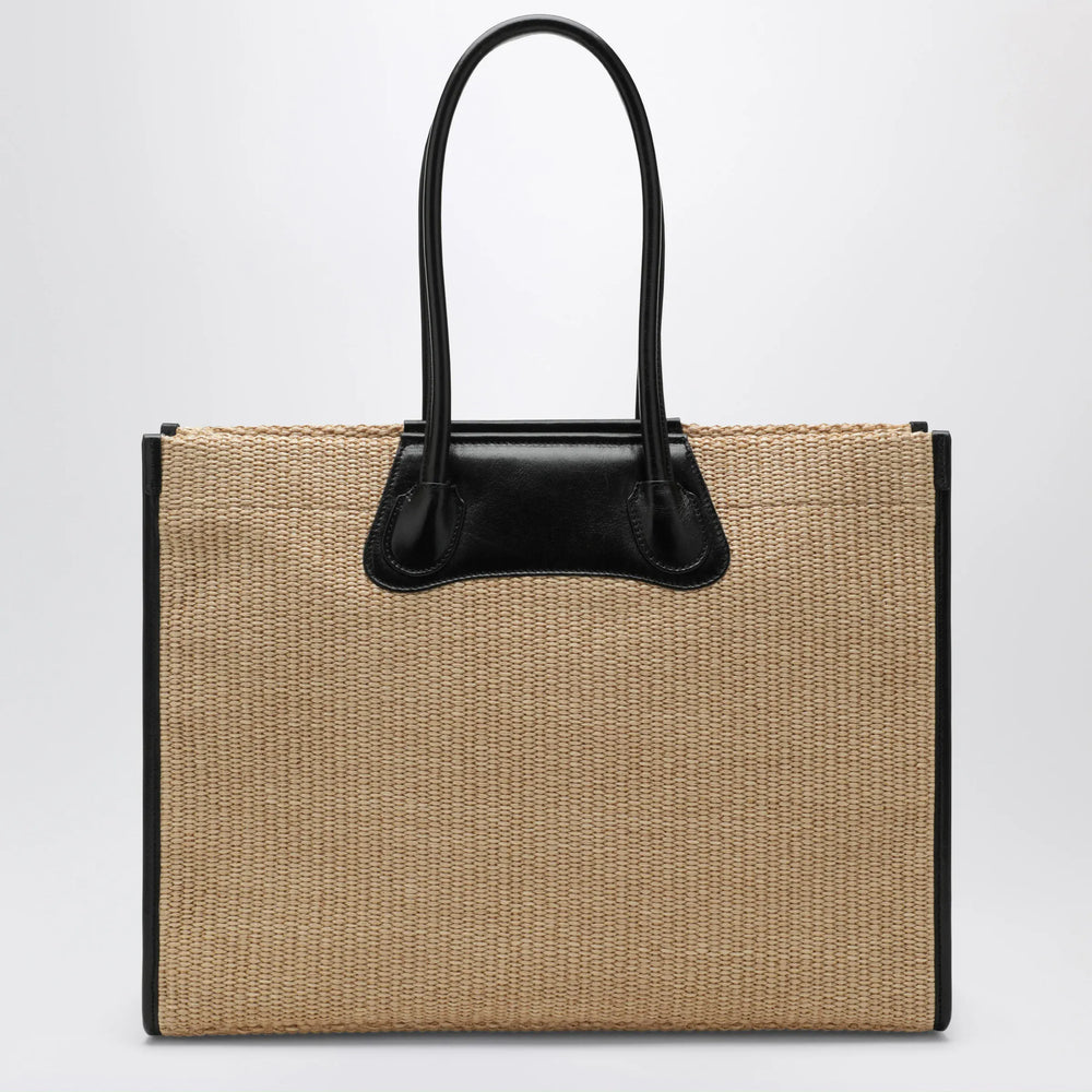 Vivienne Westwood - Troy tote bag in raffia-effect fabric, natural Brand Tote Bag U