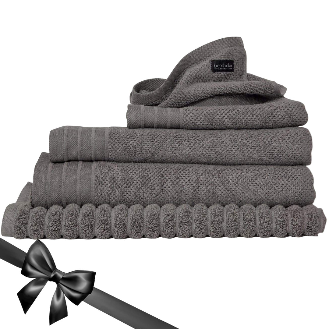 Bemboka Towelling Bemboka Towelling Pure Cotton Complete Set of Bath Sheets - Jacquard Grey Brand