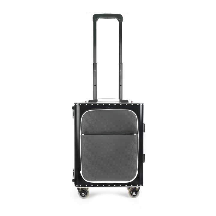 Tecknomonster Trolley Tecknomonster Kronos L Flap Cabin Trolley Black and White Titanium Brand