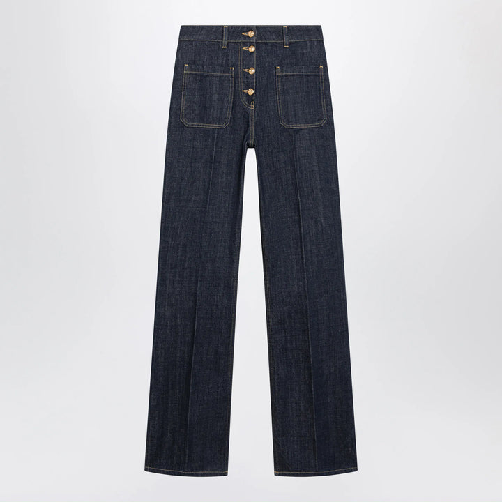 Valentino - Cotton denim pants with logo buttons, medium blue Brand 26