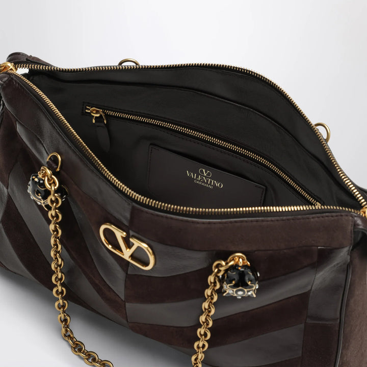 Valentino Garavani - Medium Panthea shoulder bag in suede and nappa leather with Chevron pattern Brand U