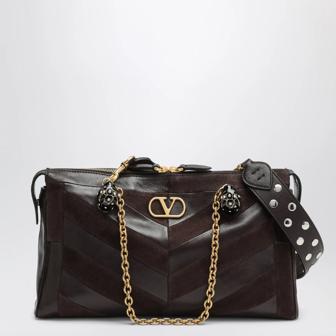 Valentino Garavani - Medium Panthea shoulder bag in suede and nappa leather with Chevron pattern Brand U