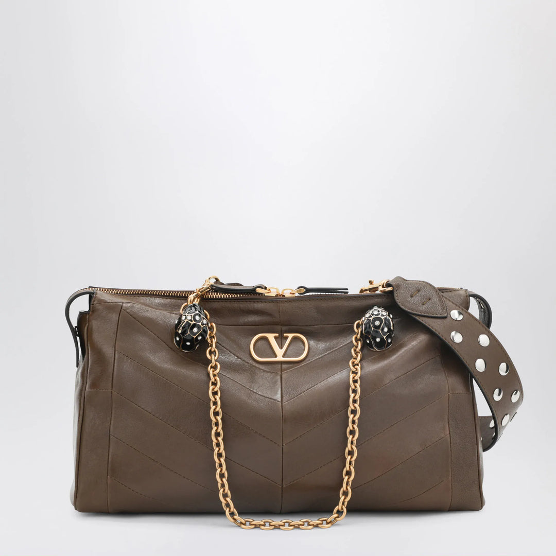 Valentino Garavani - Panthea bag in tundra-colored nappa leather with chevron pattern Brand U