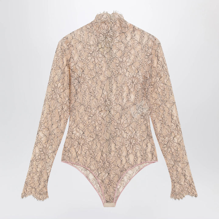 Valentino - Nude rebrodé lace bodysuit Brand M