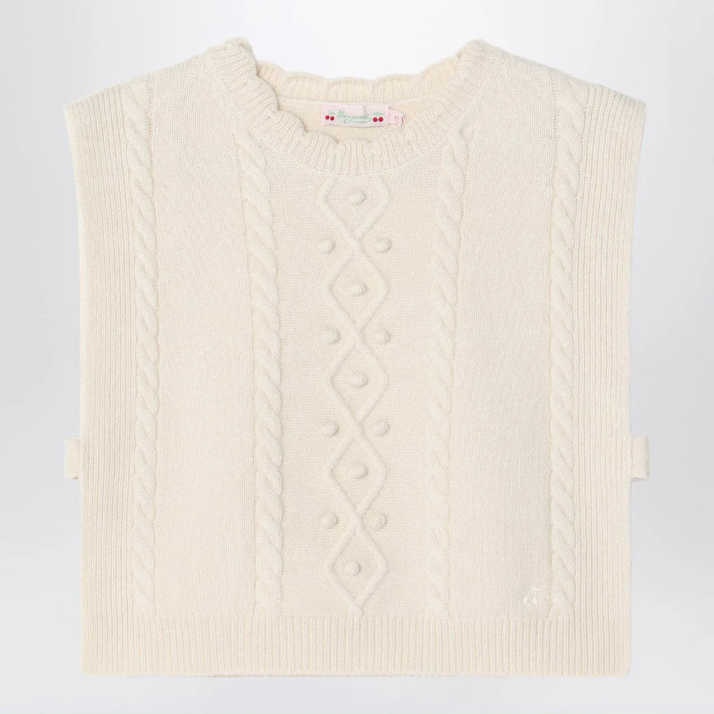 Bonpoint - Beige wool gilet with a braided pattern Brand Vests T2