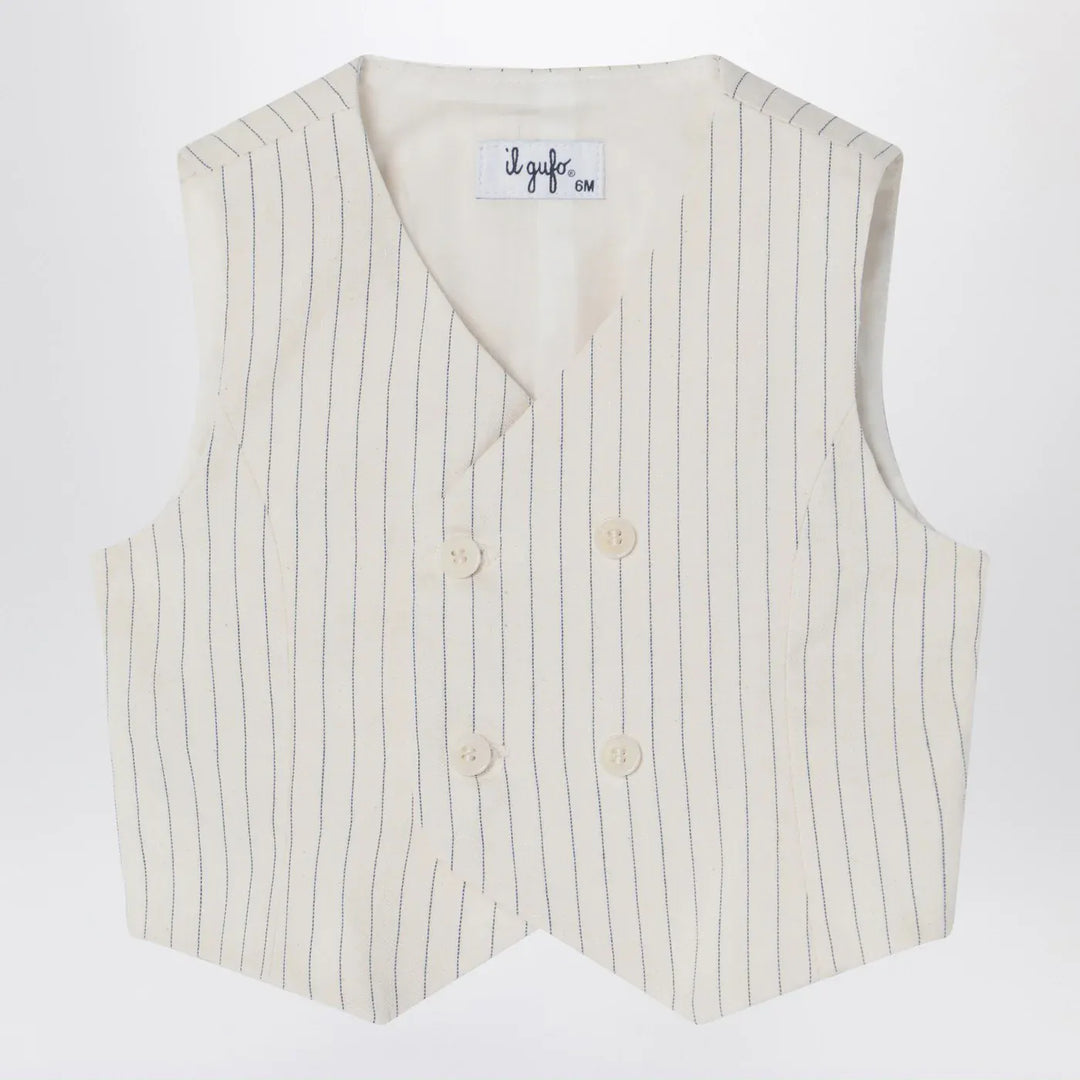 Il Gufo - Double-breasted vest in pinstriped cotton Brand Vests 18M