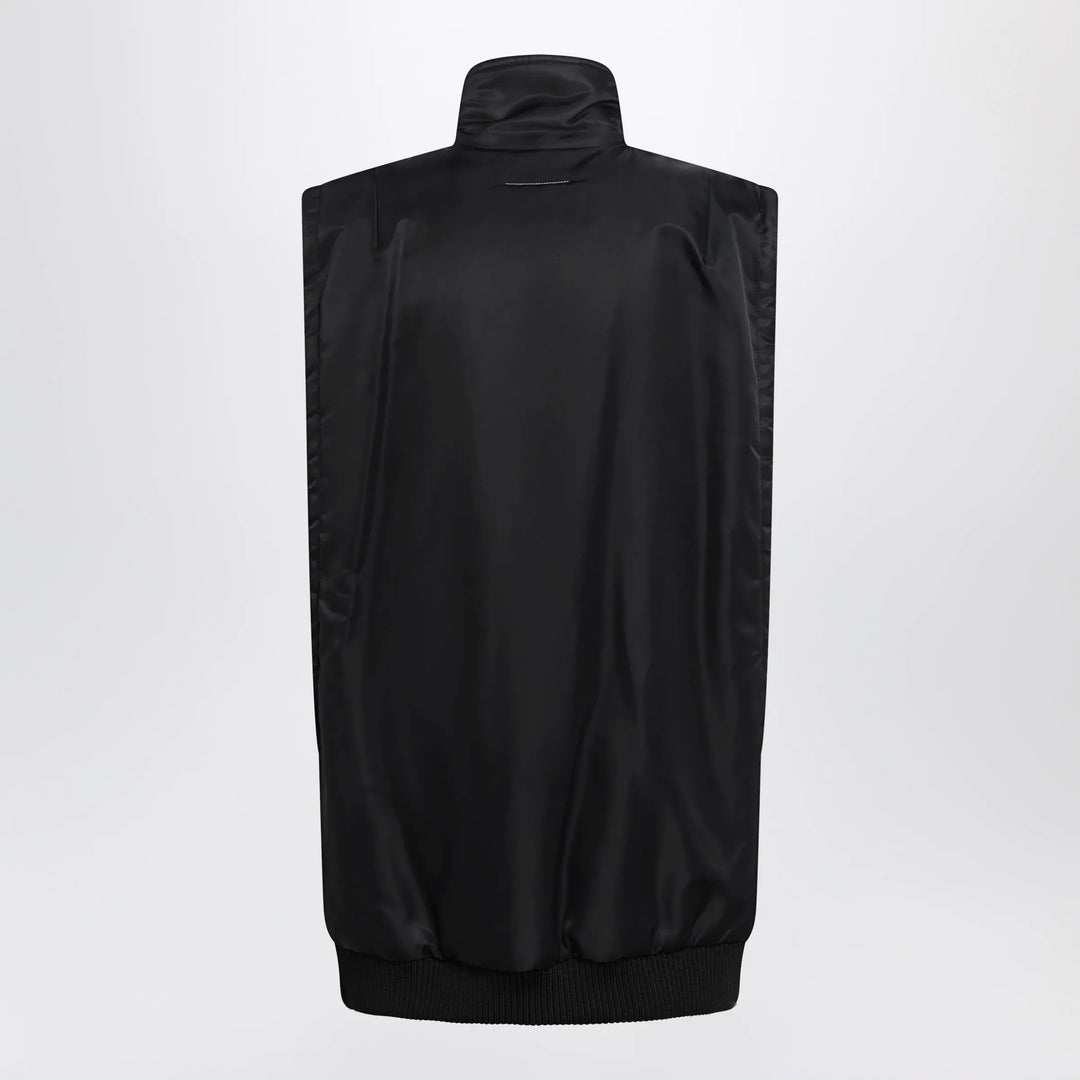 MM6 Maison Margiela - Black Nylon Zip-Up Vest Brand Vests