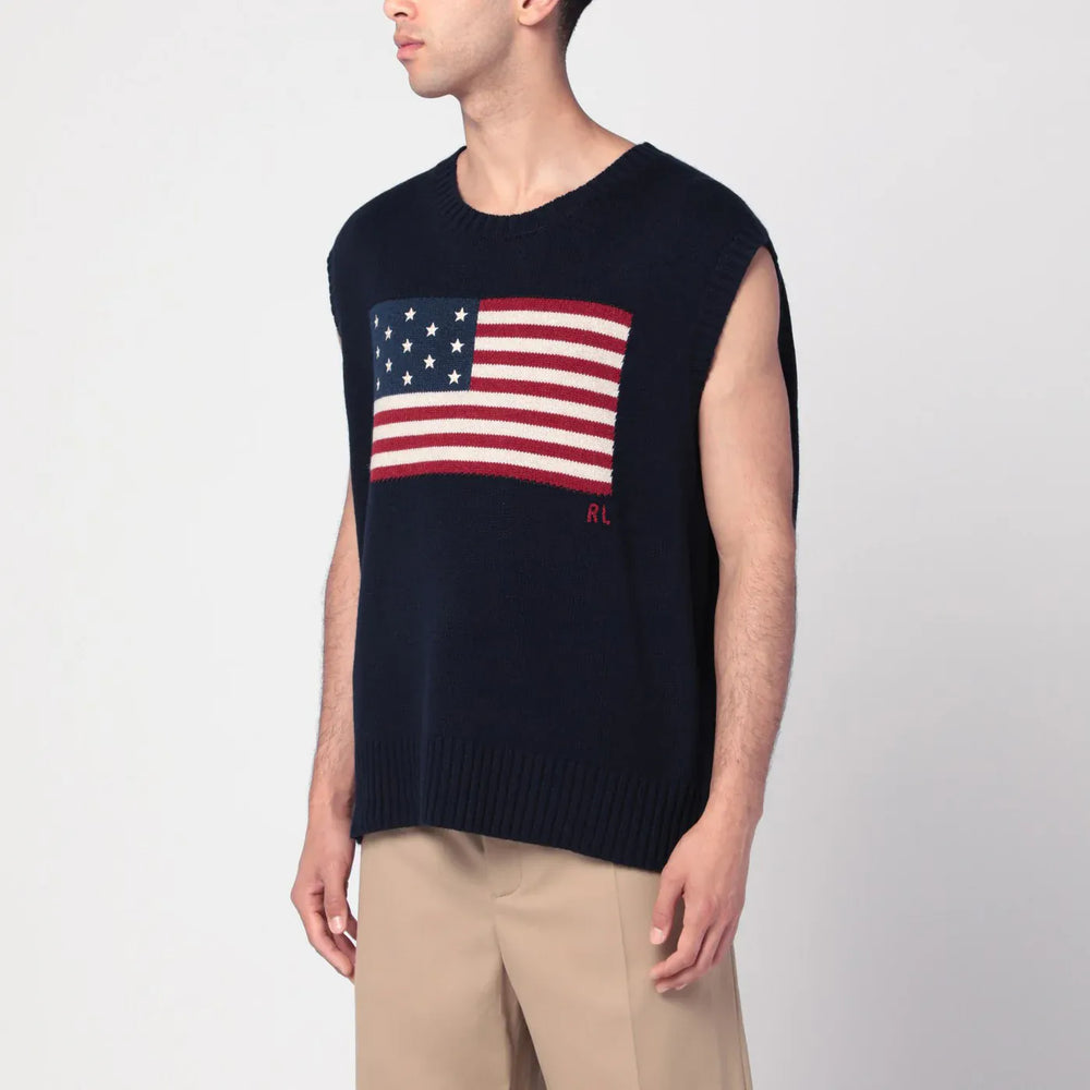 Polo Ralph Lauren - Navy blue vest with flag Big-Fit Brand Vests L