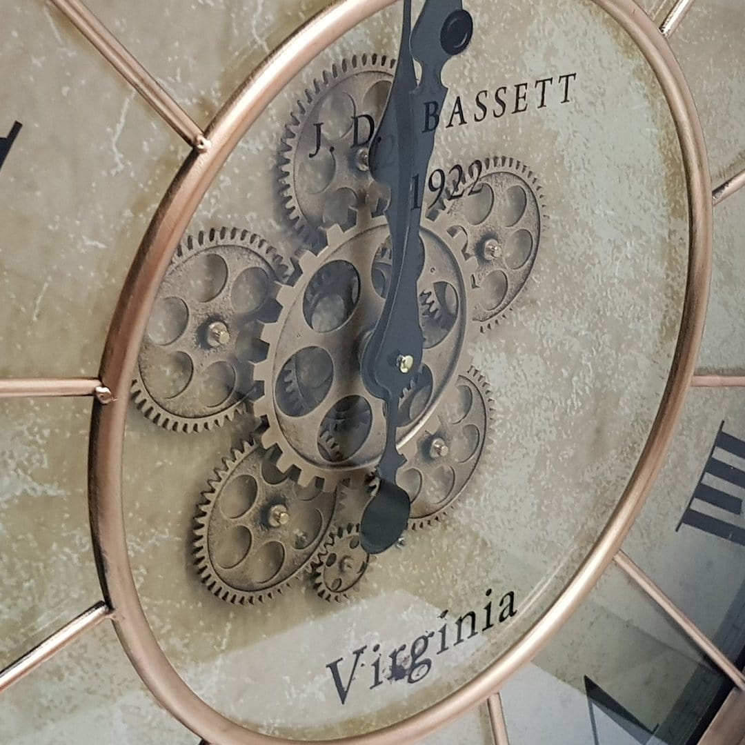 Chilli Wall Clock Basset Round 80cm Moving Cogs Wall Clock - Copper Brand