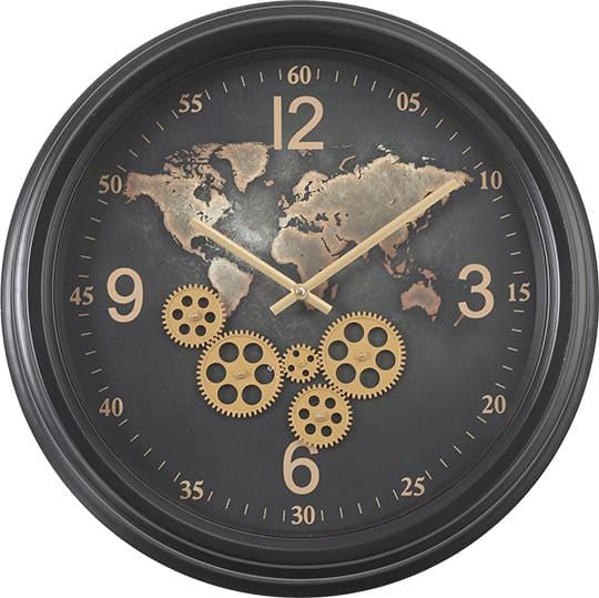 Chilli Wall Clock Christophe D53cm Round Moving Cogs Wall Clock - Black Brand