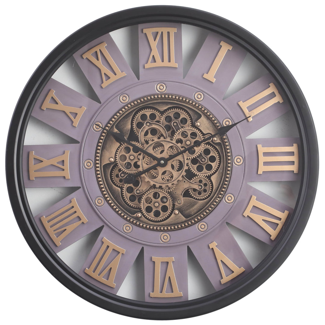 Chilli Wall Clock Imperator Round Industrial Moving Cogs Wall Clock Black Brand