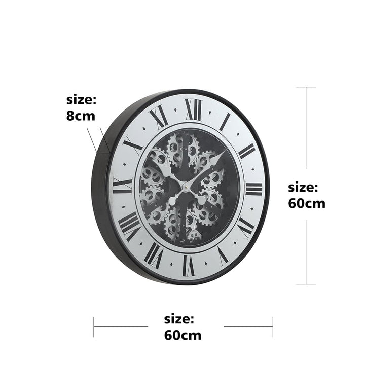 Chilli Wall Clock Incest Round French Mirrored Moving Cogs Wall Clock - Black w/Silver Brand