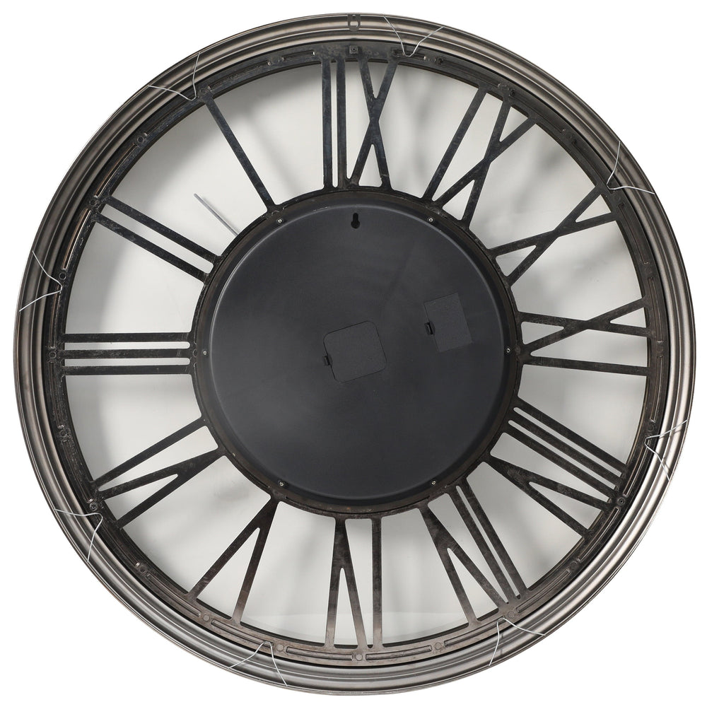 Chilli Wall Clock Iron Round Industrial Moving Cogs Wall Clock - Silver Wash Brand
