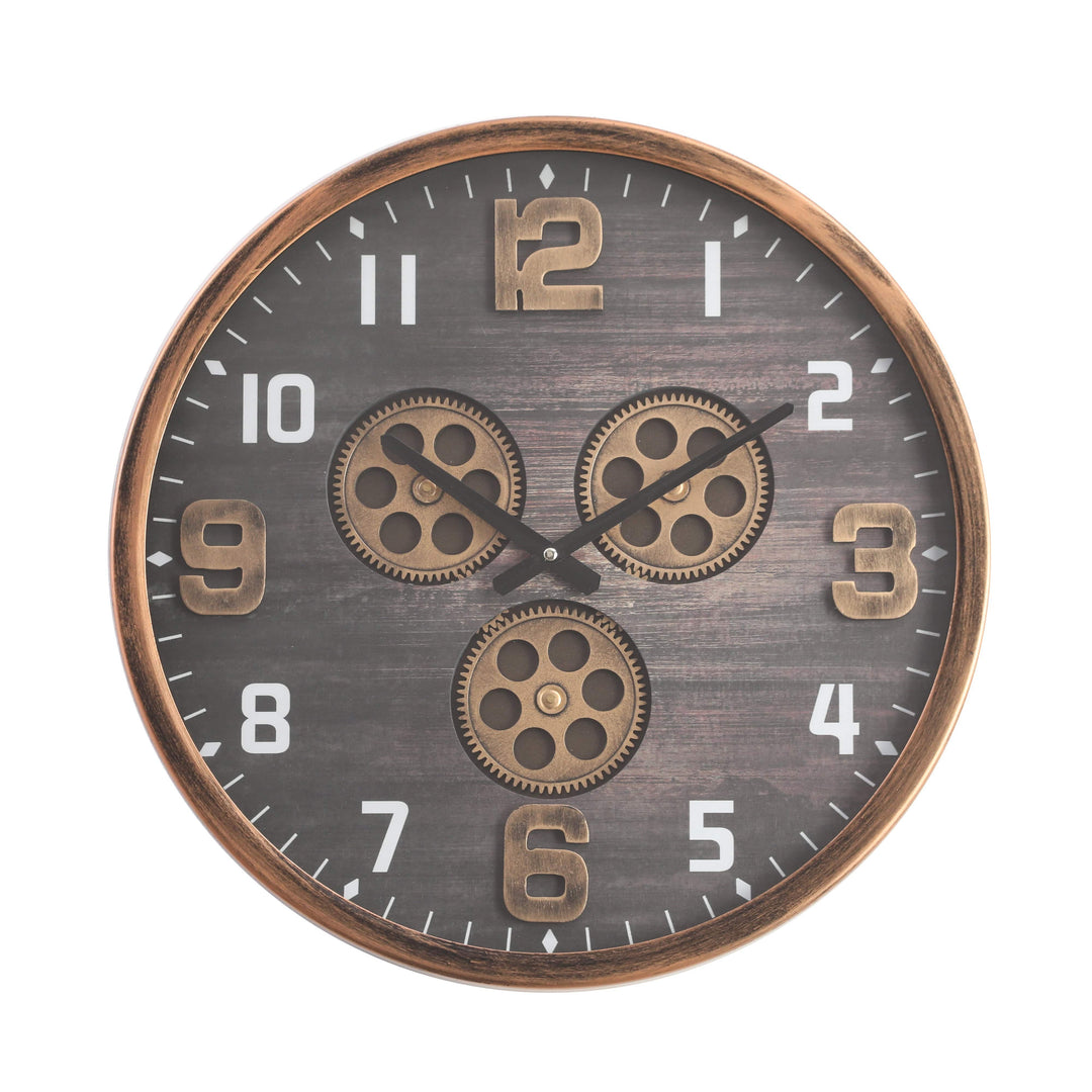 Chilli Wall Clock Jacob Round Moving Cogs Wall Clock Copper Black Wash Brand