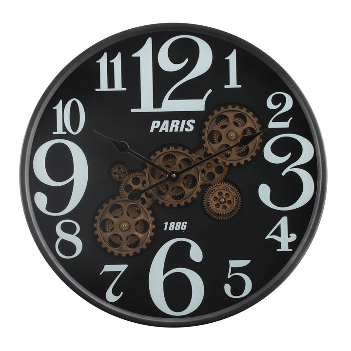 Chilli Wall Clock Muller Round Industrial Moving Cogs Wall Clock – Black Brand