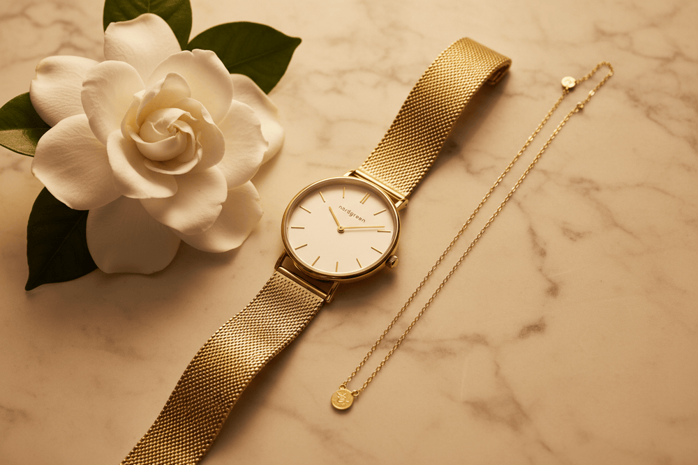 Nordgreen Native 32mm Mesh Strap Women's Gold Dress Watch Brand Watch