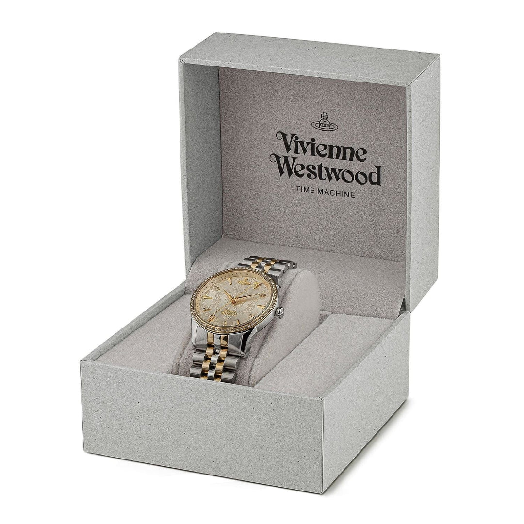Vivienne Westwood Watch Vivienne Westwood The Wallace Watch Gold & Silver Dial With Swarovski Vivienne Westwood Designer I Watches For Women I Wallace Gold with Swarovski Brand