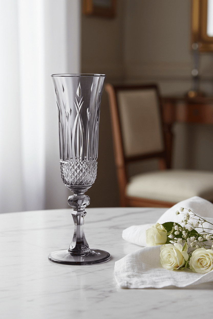 Mario Luca Giusti Nuova Italia Set of 2 Champagne Flute Grey Brand Water Glass