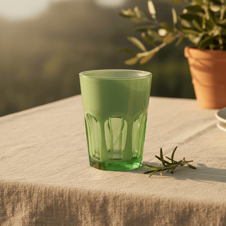 Mario Luca Giusti Set of 6 Double Face Acrylic Cups Green Brand Water Glass