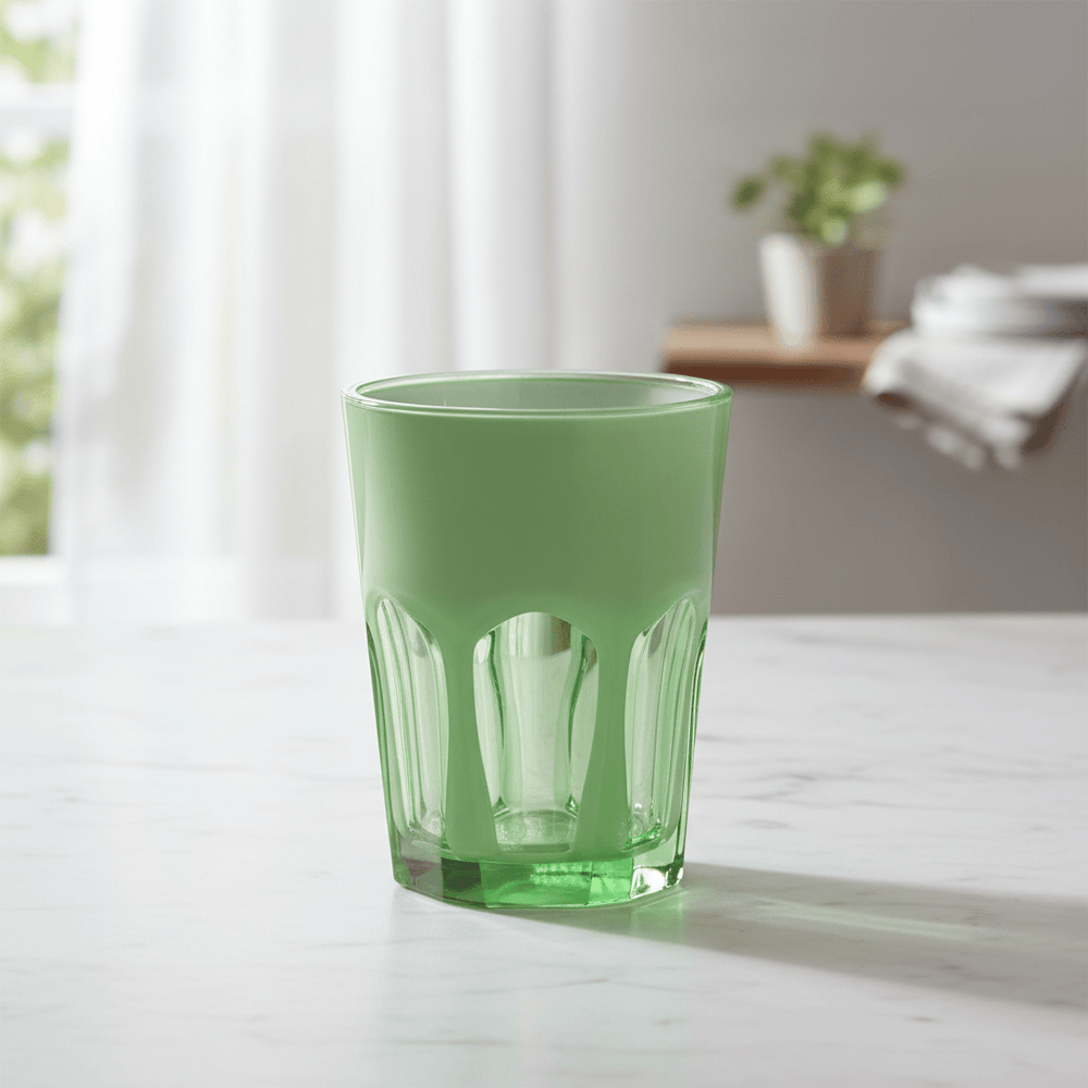 Mario Luca Giusti Set of 6 Double Face Acrylic Cups Green Brand Water Glass